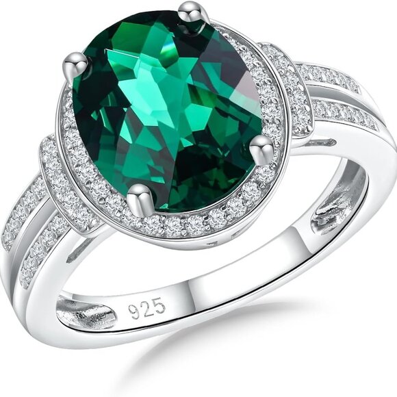 Emerald/Sapphire/Ruby/Tourmaline Rings for Women 925 Sterling Silver Gemstone E